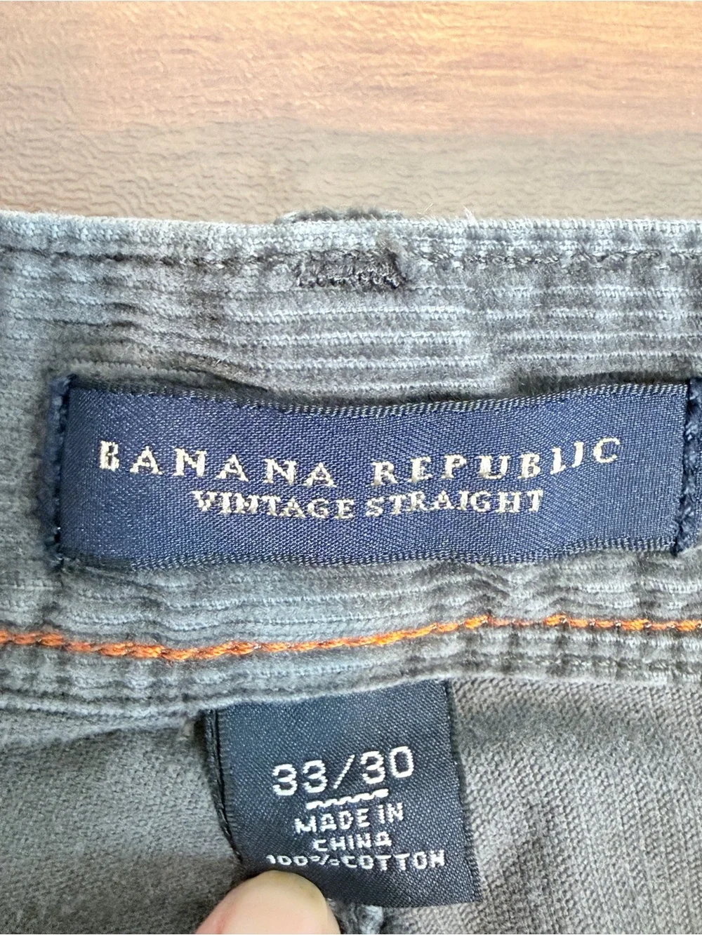 Banana Republic Men's Vintage Straight Gray Corduroy Pants 33x30